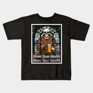 Grateful Dead and Company deadhead beer drinker religious micro brew monk skull Kids T-Shirt